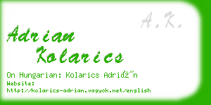 adrian kolarics business card